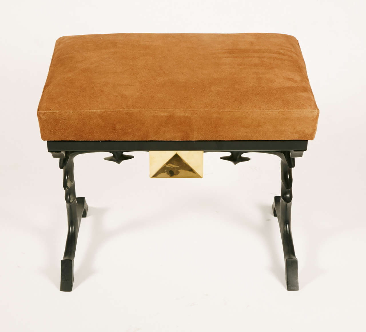 1970s fantastic stools in solid bronze upholstered with suede.