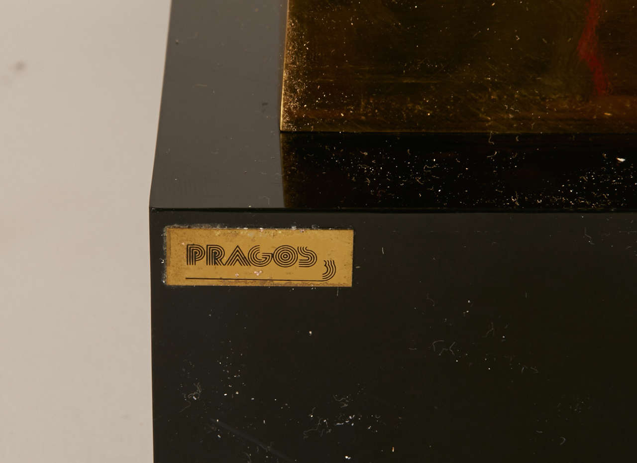 Brass Disco Ball Sculptural Lamp Signed by Maxime Delo