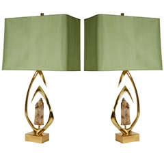 Pair of Bronze Table Lamps by Willy Daro