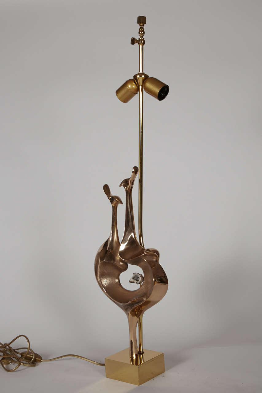 Paire de lampes de table en forme de paon par Willy Daro en vente 3