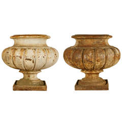 Pair of huge french cast iron urns from early XIXth century