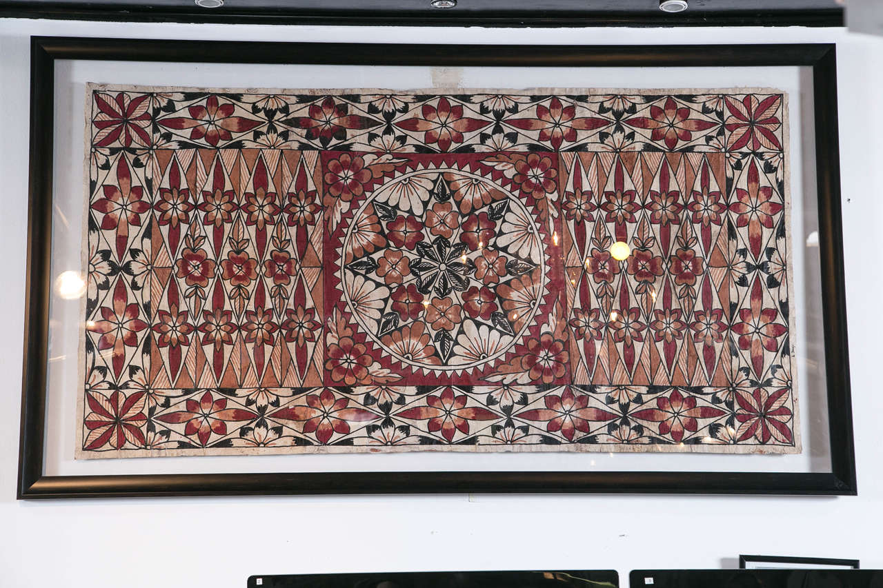 Tapa cloth, is a barkcloth material that is hand-painted and laid to dry by the artisans of the Pacific islands. There are many different methods to decorating these beautiful piece of art. Stamping, rubbing, stenciling, and smoking are a few