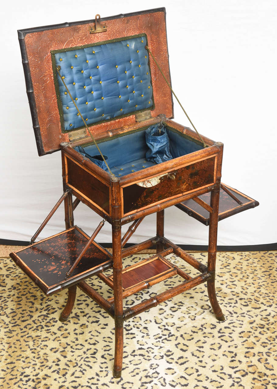 19th Century Lacquered Two-Tray Sewing or Side Table 1