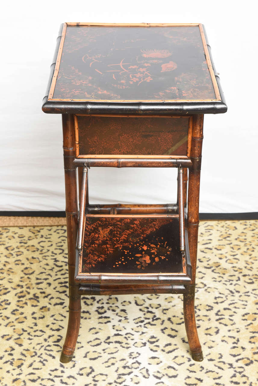 19th Century Lacquered Two-Tray Sewing or Side Table 2