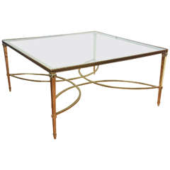 Hollywood Regency Solid Brass Coffee Table 