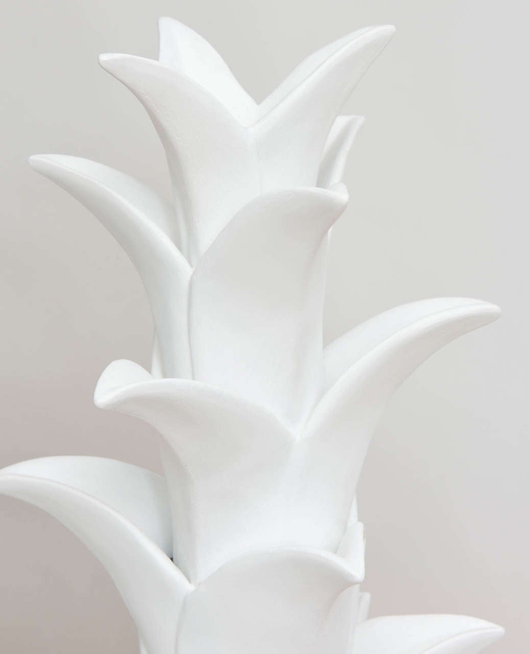 Pair of White French Plaster Palm Torcheres In Good Condition In West Palm Beach, FL