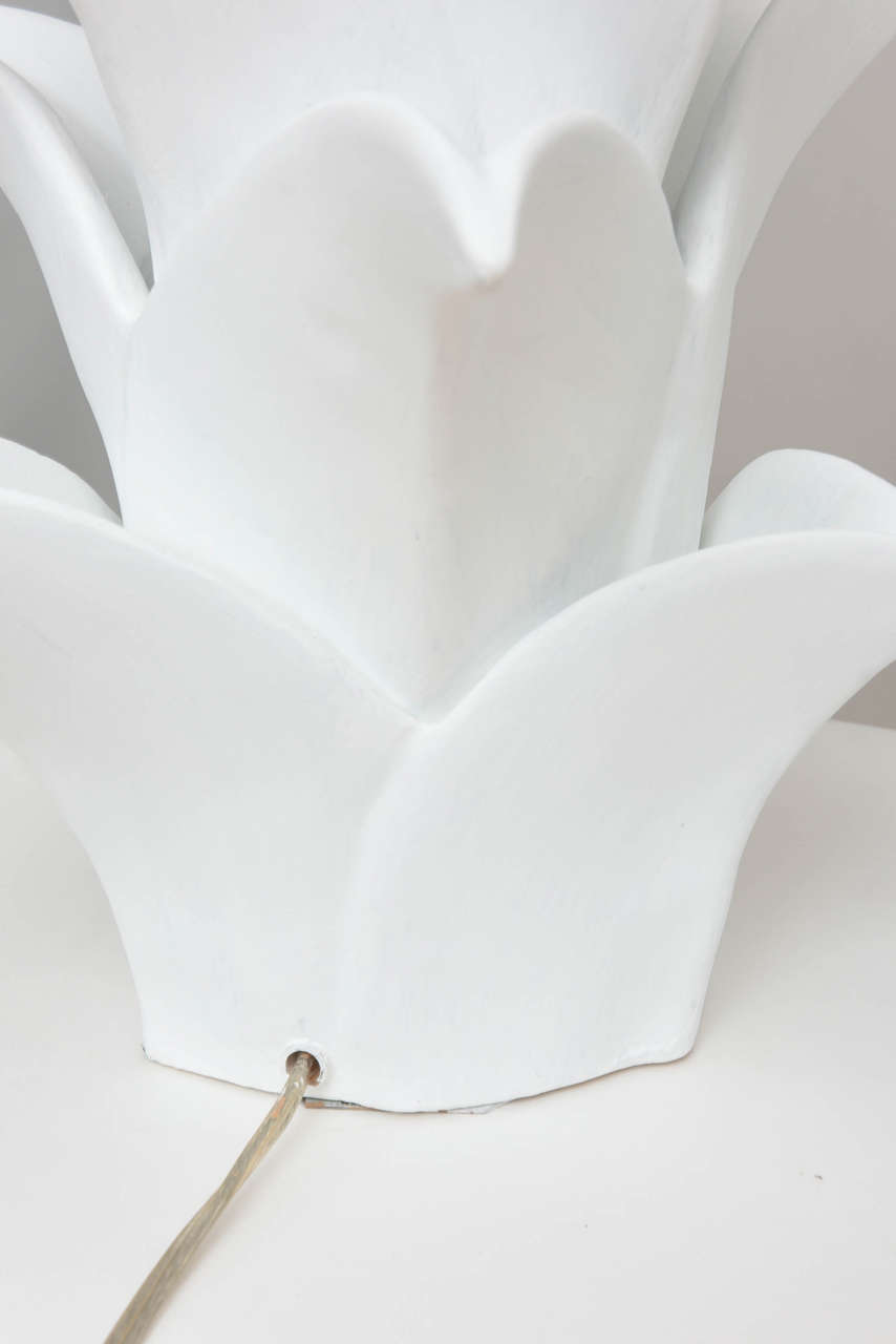 Pair of White French Plaster Palm Torcheres 3