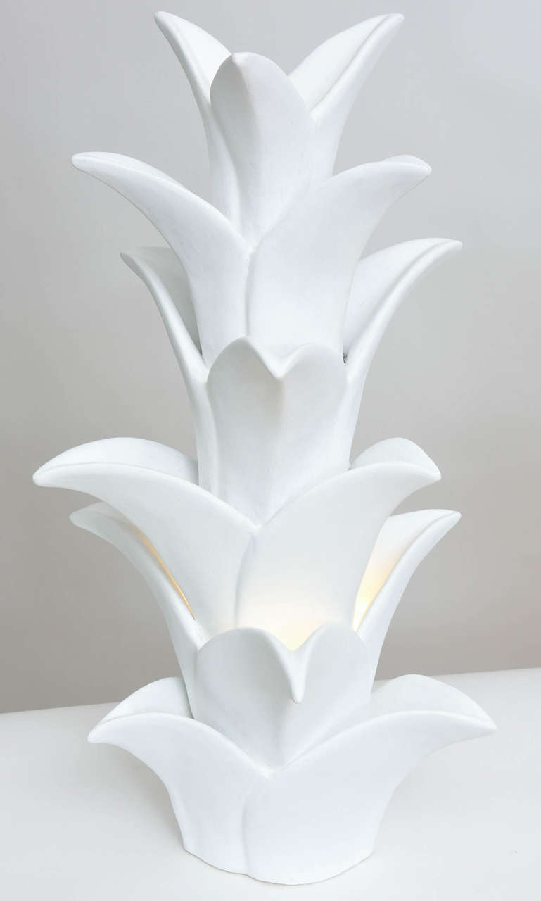 Pair of White French Plaster Palm Torcheres 4