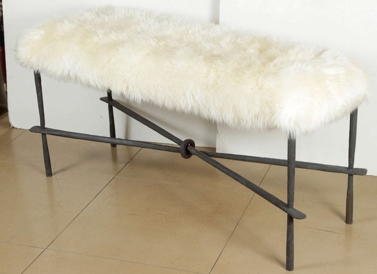 Fur Bench in the Style of Diego Giacometti 2