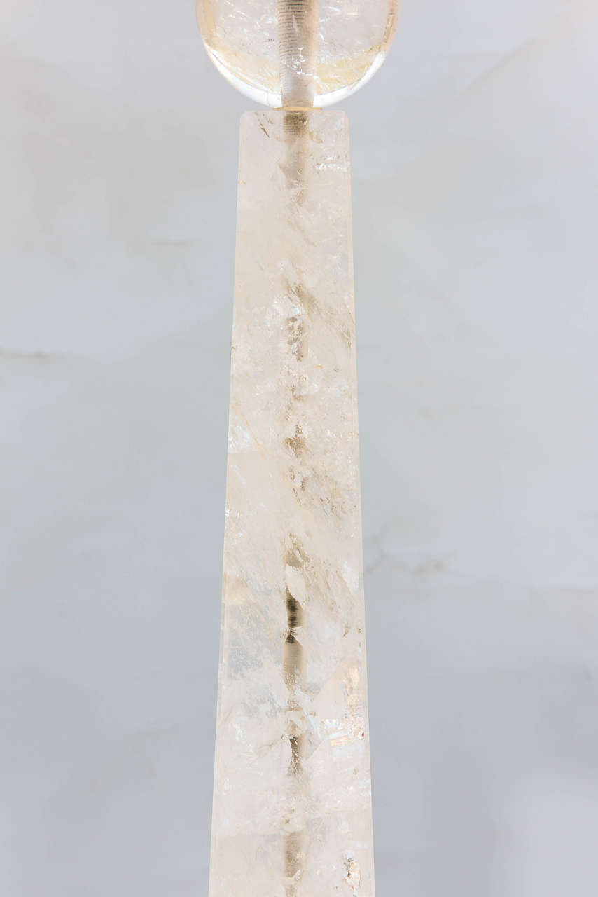 Pair of Rock Crystal Obelisk Lamps 1