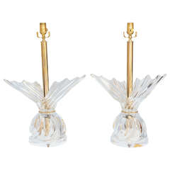 Pair of Art Verrier Lamps on Lucite Bases