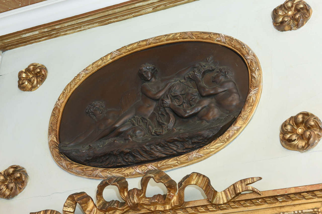 19th Century Monumental Trumeau Mirror, Inset with Plaque after Clodion For Sale 3