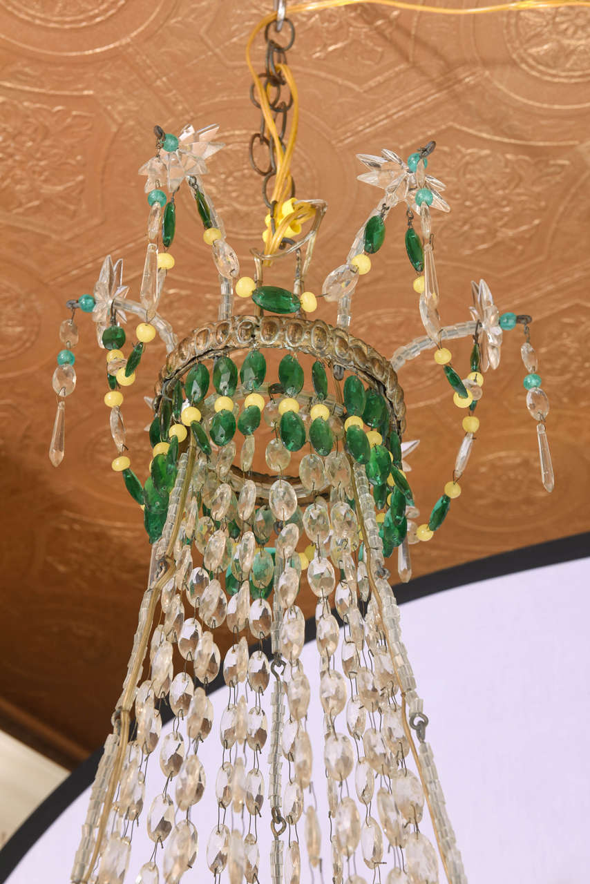 Italian Empire-Form Chandelier with Emerald and Citrine Colored Crystals 1