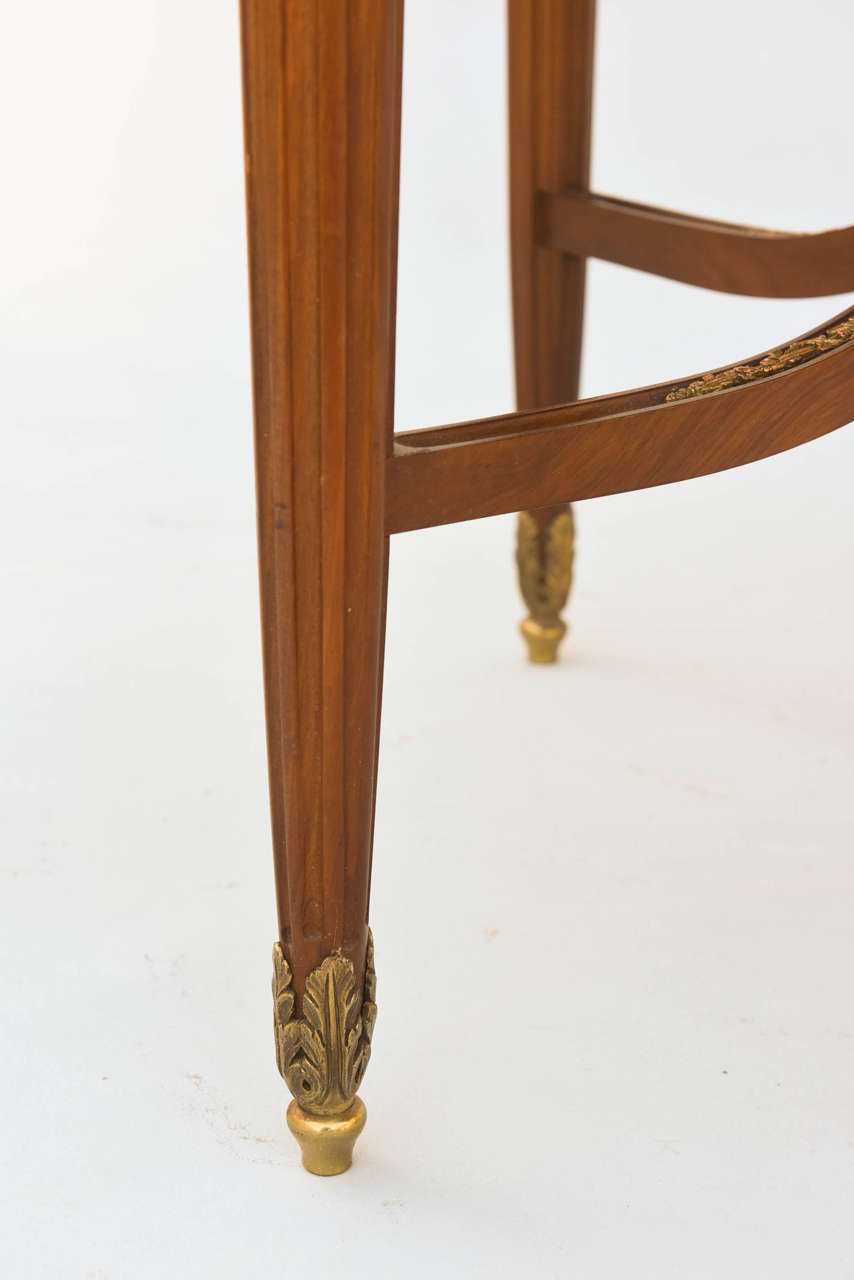 19c. BouillotteTable Inlaid with Bronze Scrollwork For Sale 3