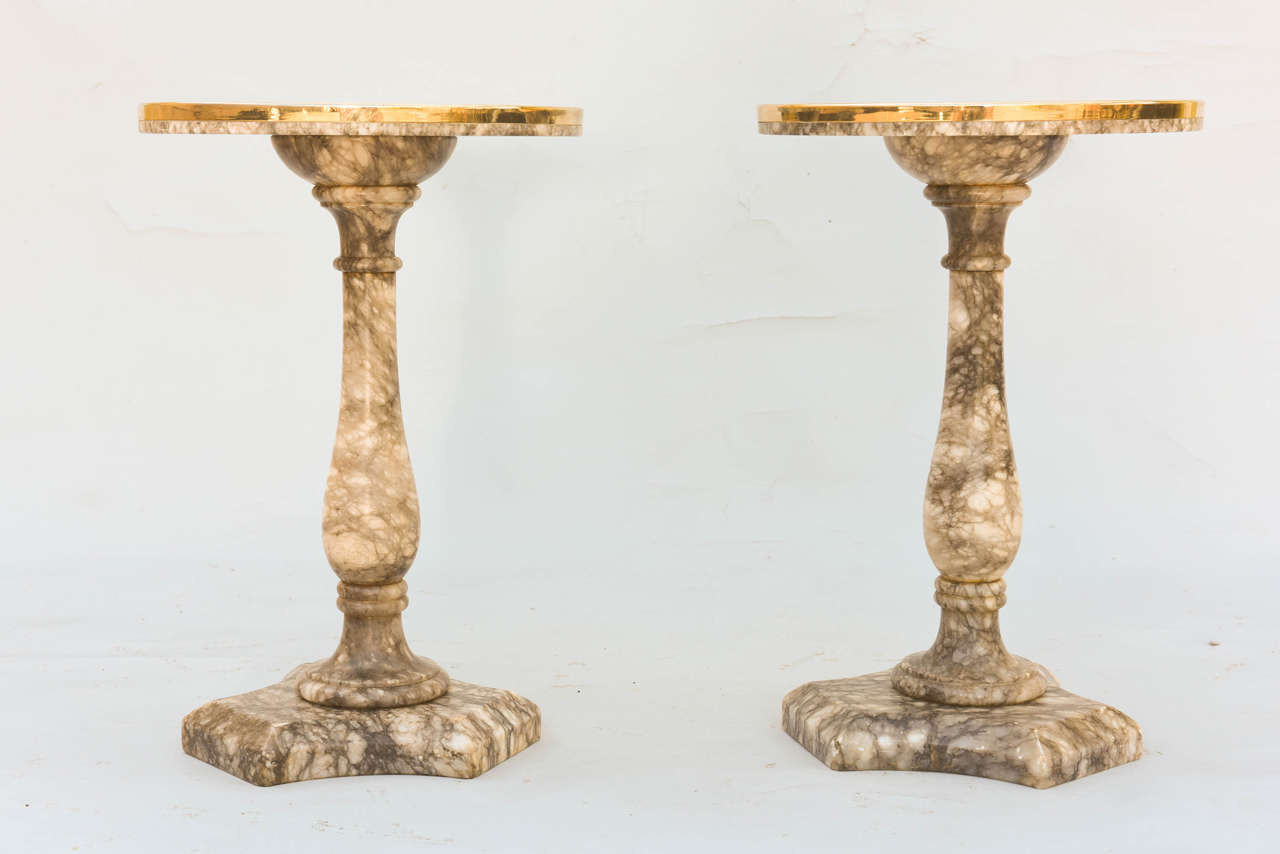 Italian Pair of Alabaster Accent Tables