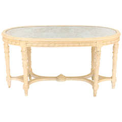 Antique 19th Century French Oval Table with Mirrored Top