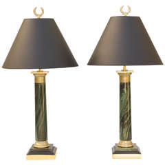 Pair of Faux Malachite Lamps by Paul Hansen 3
