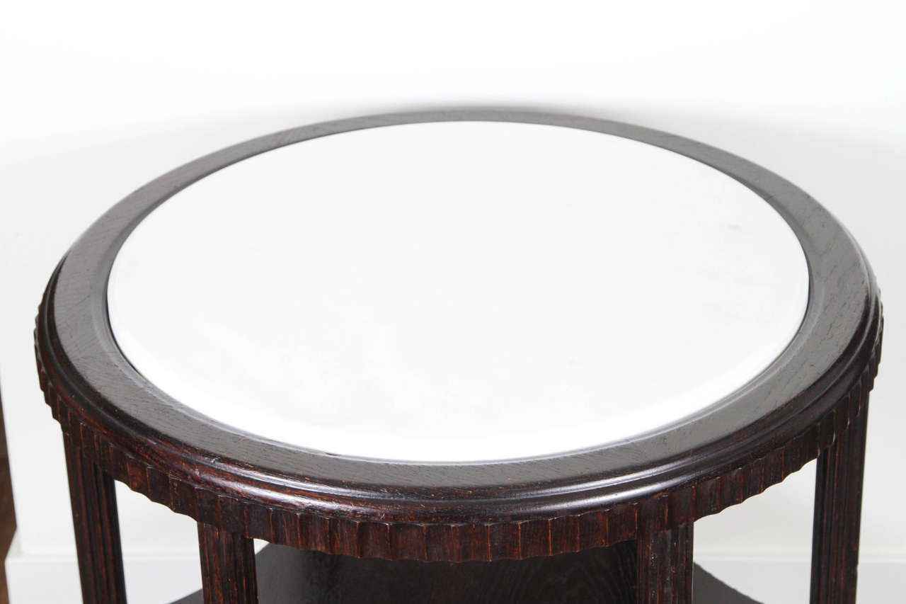 1970's Round Side Table with Marble Top In Excellent Condition In Pasadena, CA