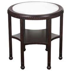 1970's Round Side Table with Marble Top