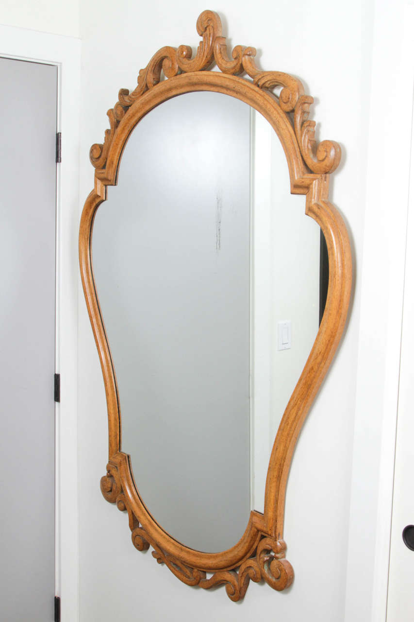 MidCentury Carved Wood Mirror at 1stdibs