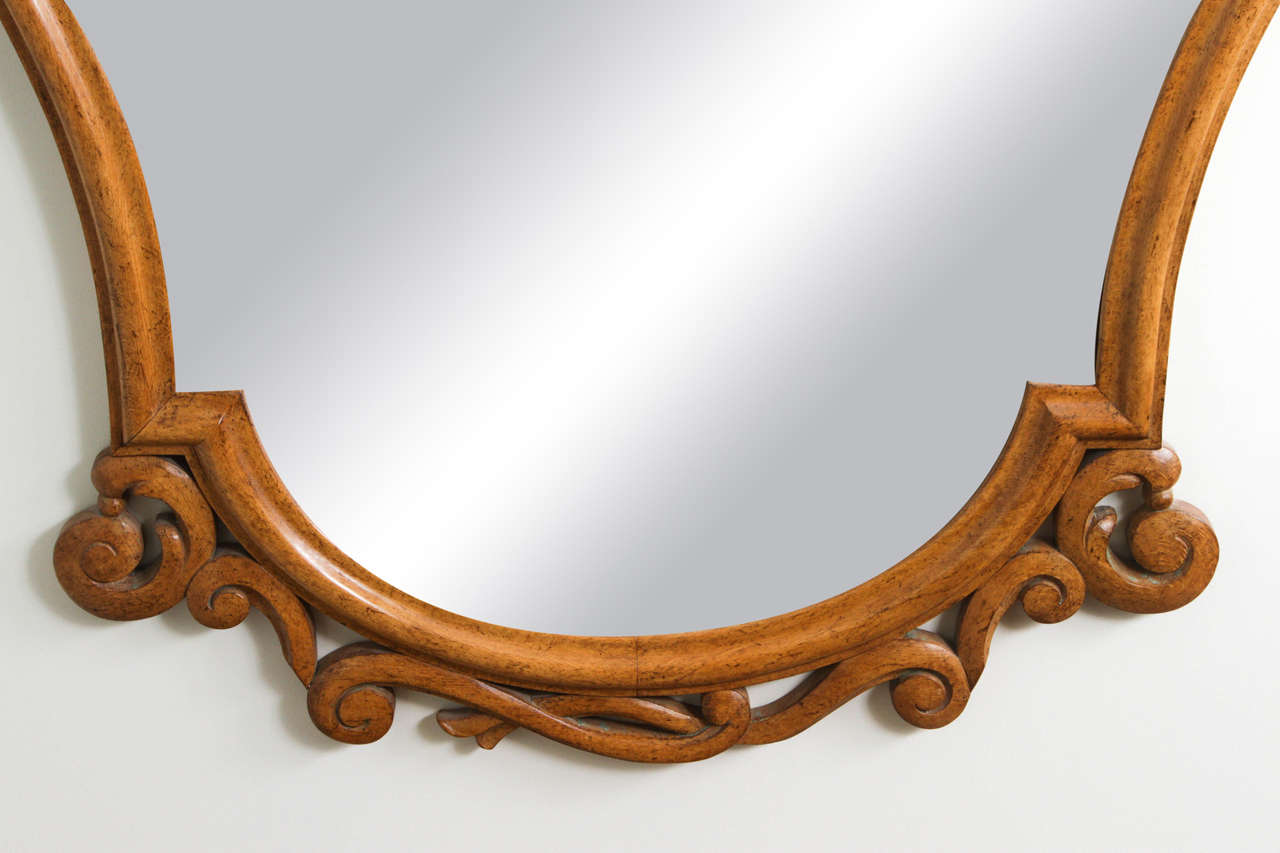 MidCentury Carved Wood Mirror at 1stdibs