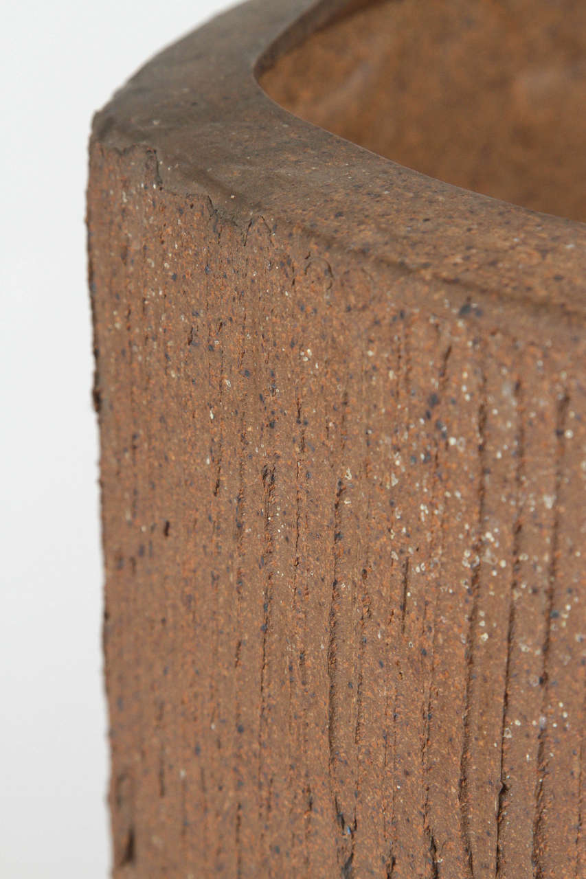 David Cressey for AP Stoneware Planter No. 4012 Unglazed with Scratch Texture 1