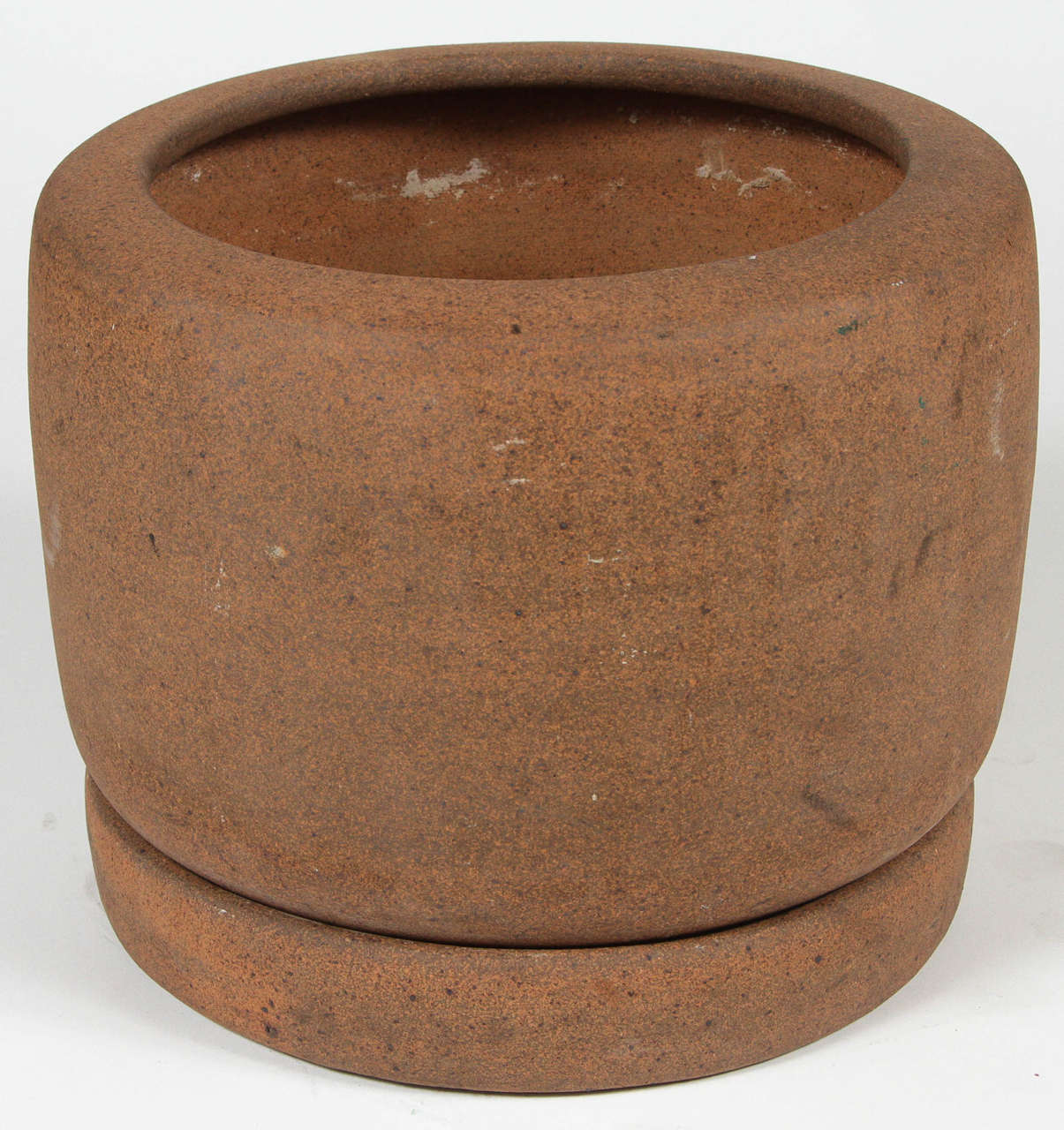 Unglazed tire pot with catch tray by David Cressey for Architectural Pottery Pro Artisan collection, circa 1960s.