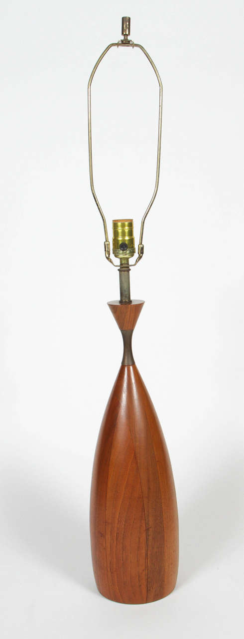 American Tony Paul Brass and Wood Table Lamps