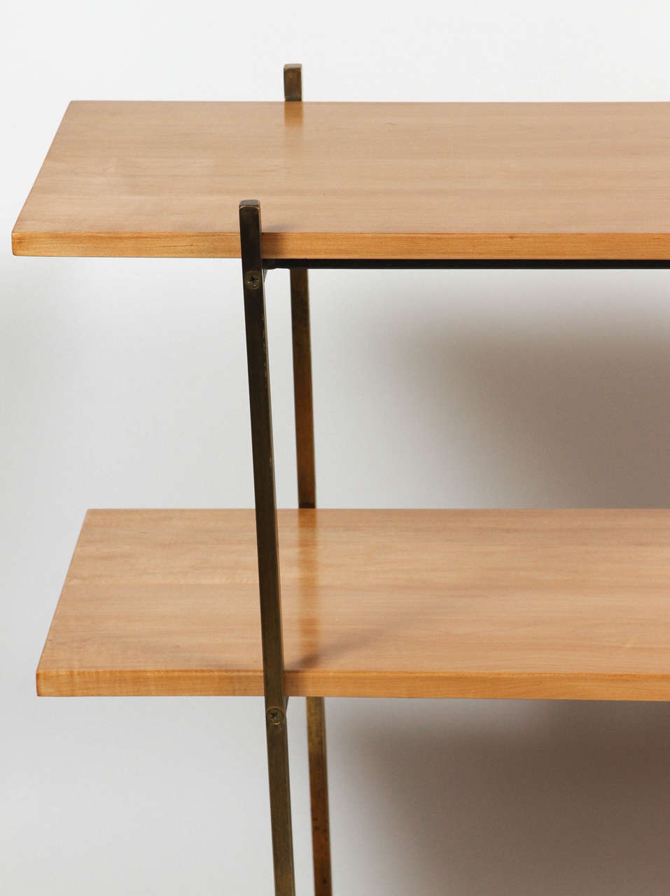 Mid-Century Modern Brass and Maple Bookshelf by Milo Baughman, for Murray Furniture