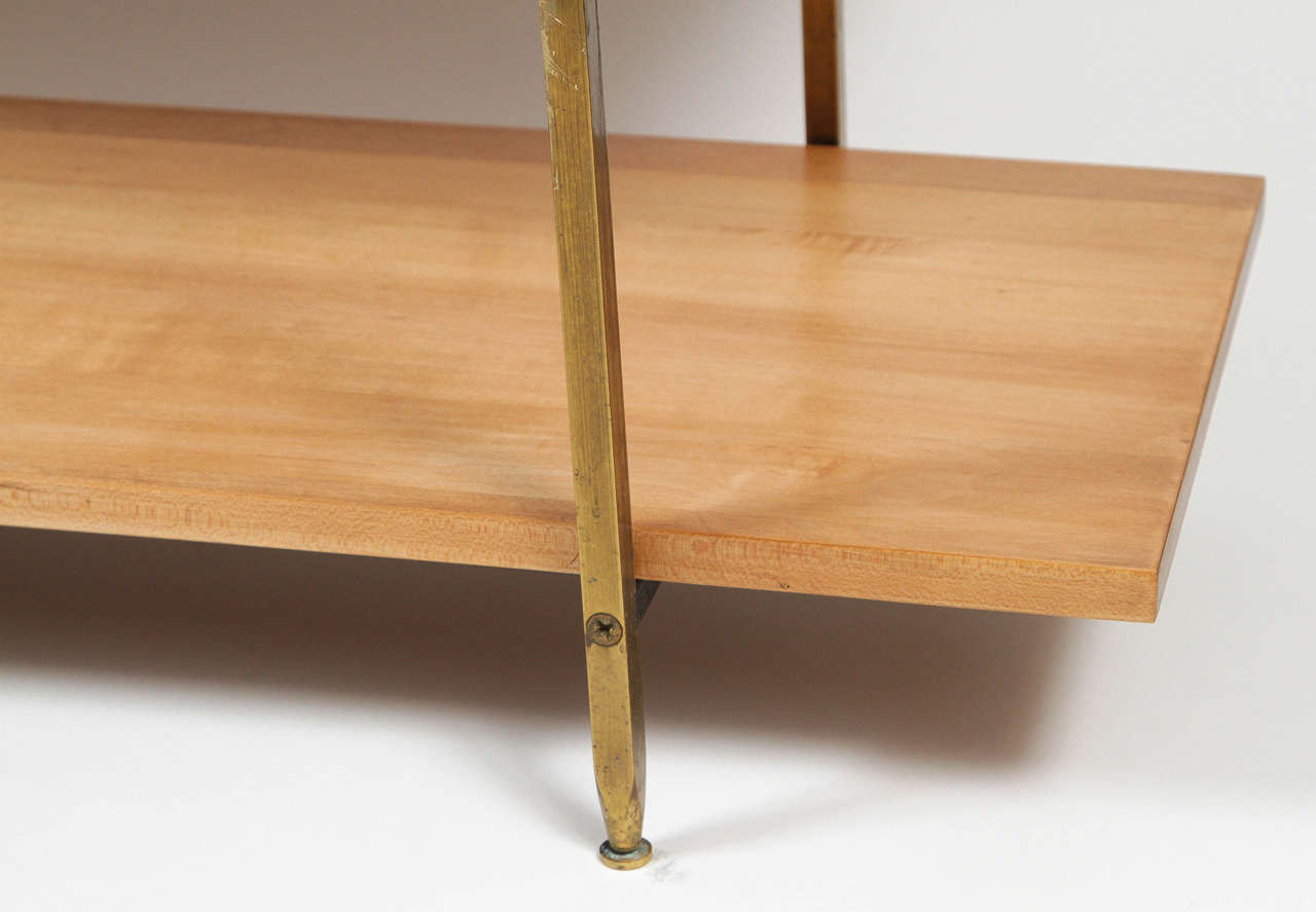 Brass and Maple Bookshelf by Milo Baughman, for Murray Furniture In Excellent Condition In Los Angeles, CA