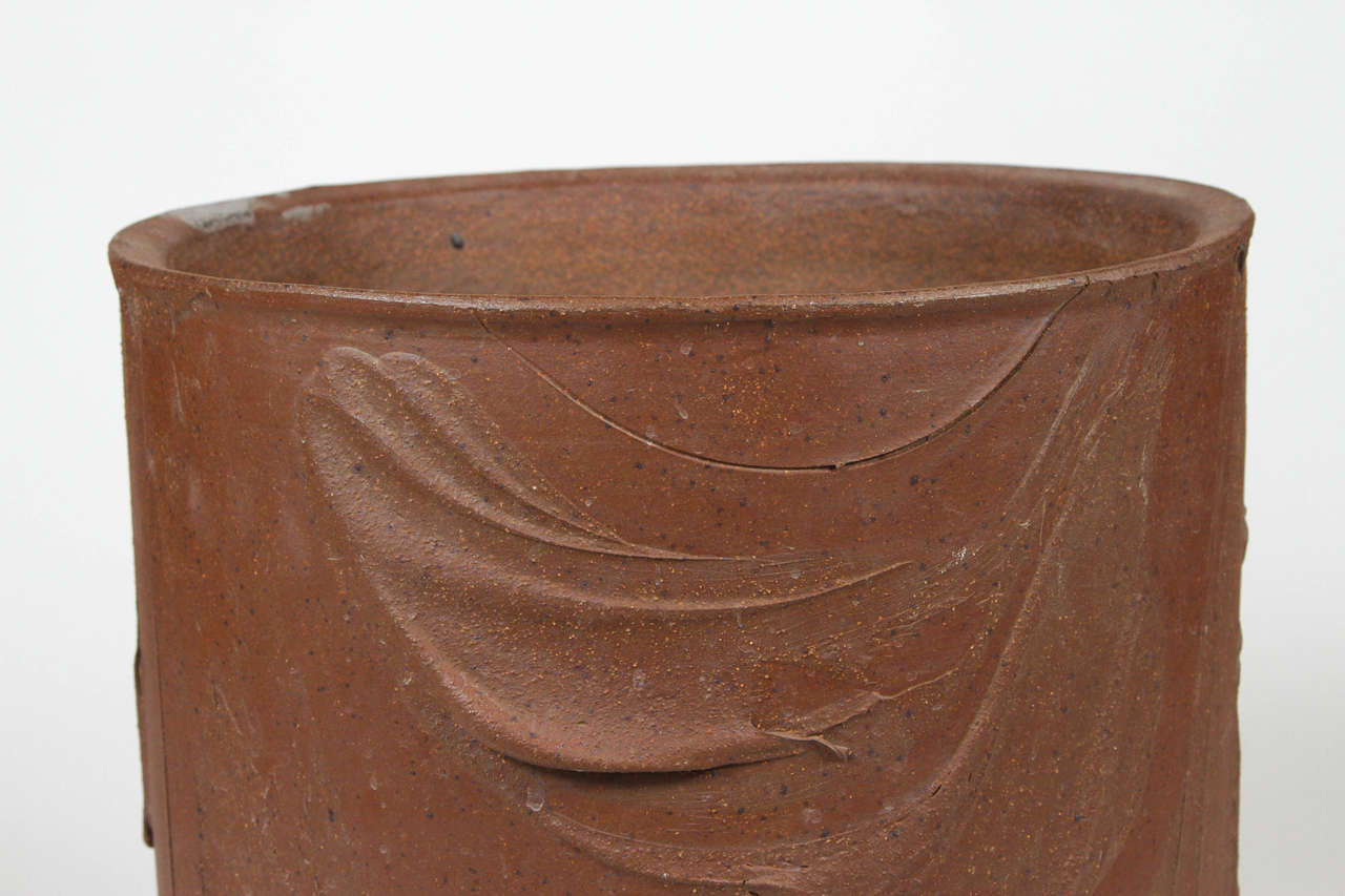 Stoneware David Cressey for AP # 5048 Unglazed Planter with Expressive Texture For Sale