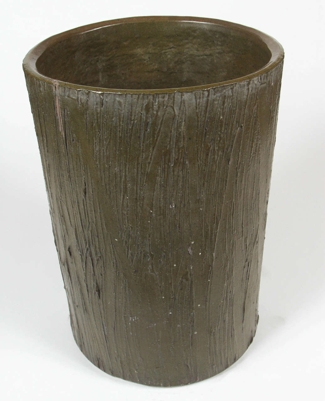 Late 20th Century David Cressey for AP # 4030 Olive Glazed Planter with Linear Texture