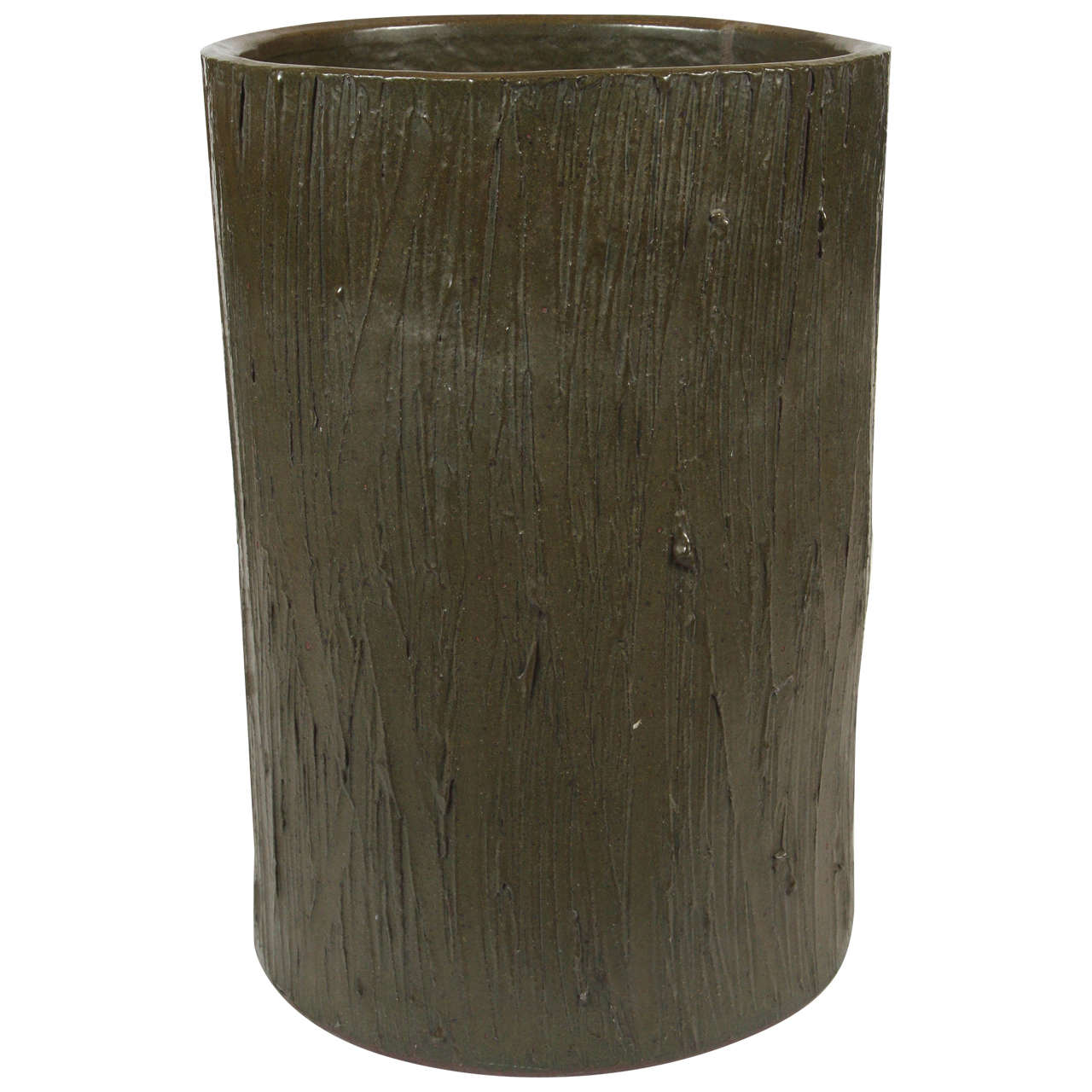 David Cressey for AP # 4030 Olive Glazed Planter with Linear Texture