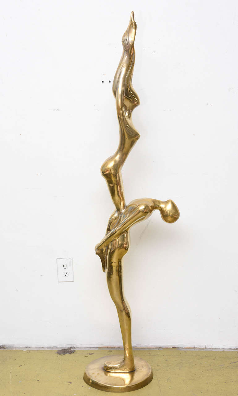 Large Brass Gymnast Sculpture