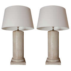 Pair of Lamps Greige Cylinders with Textured Finish