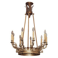 Nine Light Empire Style Chandelier with  Silk Rope as Chain