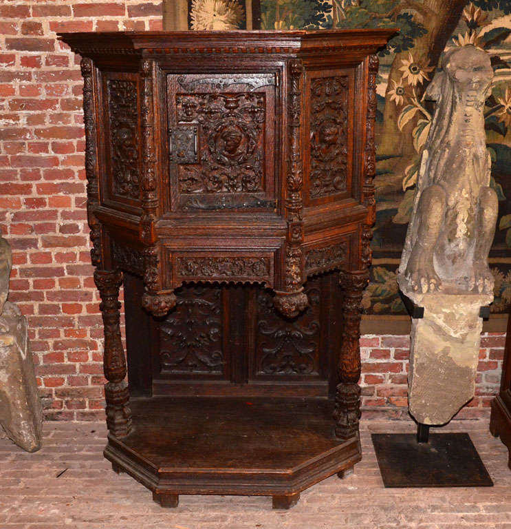 Flemish Gothic Oak Credenza