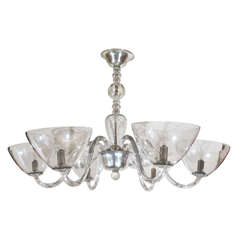 French Opalescent Chandelier by Vittorio Zecchin Cappelin