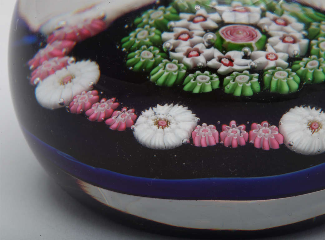 Antique Clichy Millefiori  Paperweight on Cobalt Blue ground In Excellent Condition For Sale In New York, NY