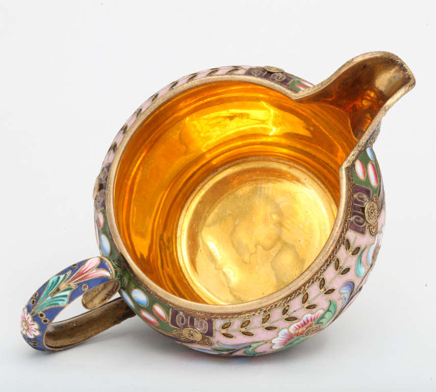 Russian Enamel On Sliver Creamer For Sale 1