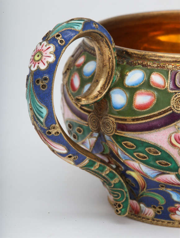 Russian Enamel On Sliver Creamer For Sale 2