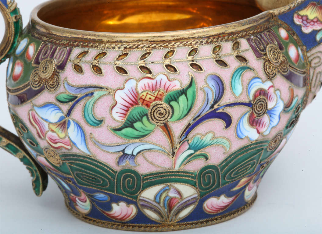 Russian Enamel On Sliver Creamer For Sale 3