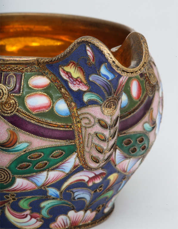 Russian Enamel On Sliver Creamer For Sale 4