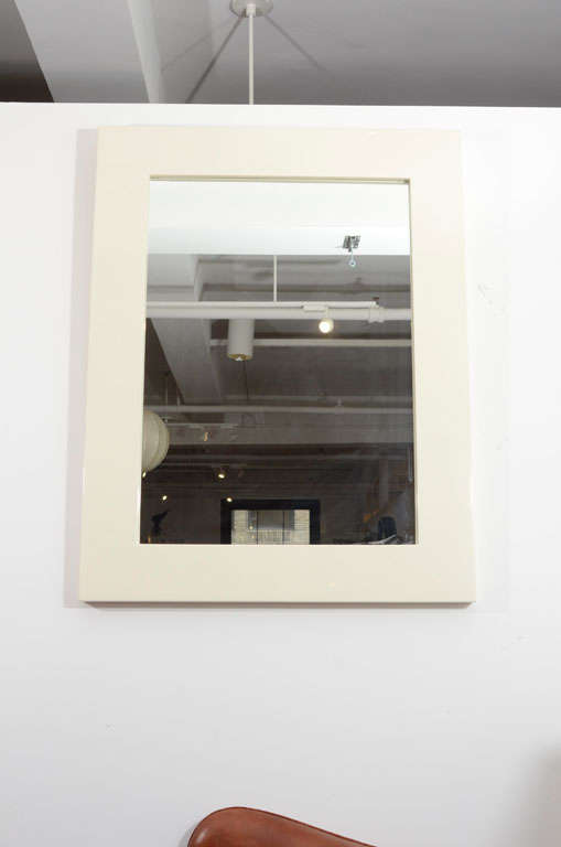 Minimalist Off-White Lacquer Mirror For Sale