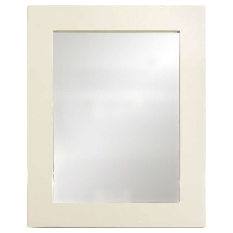 Off-White Lacquer Mirror For Sale
