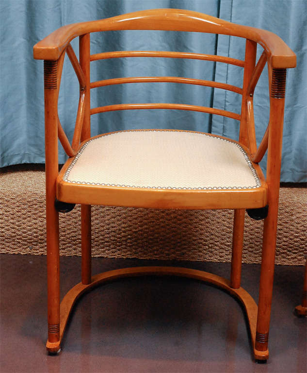 Pair of Vienna Secessionist chairs designed by Josef Hoffmann and manufactured by J&J Kohn