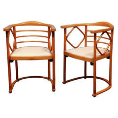 Pair of Vienna Secessionist Arm Chairs by Josef Hoffmann