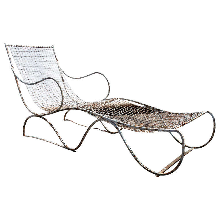 French Metal Chaise Longues