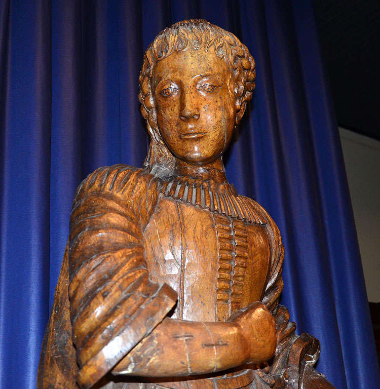 Oak Large Statue of Saint Barbara For Sale