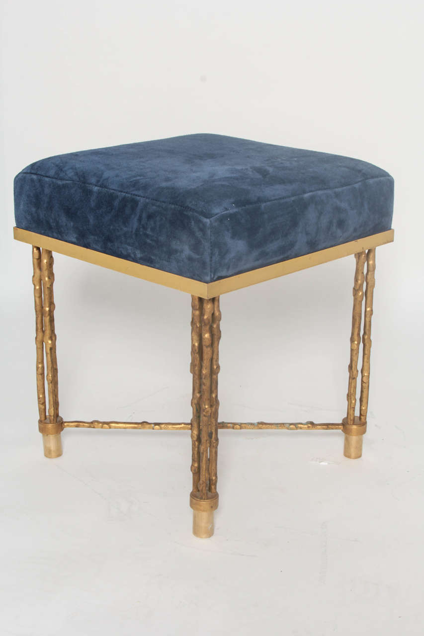 gilt bronze stool covered with suede